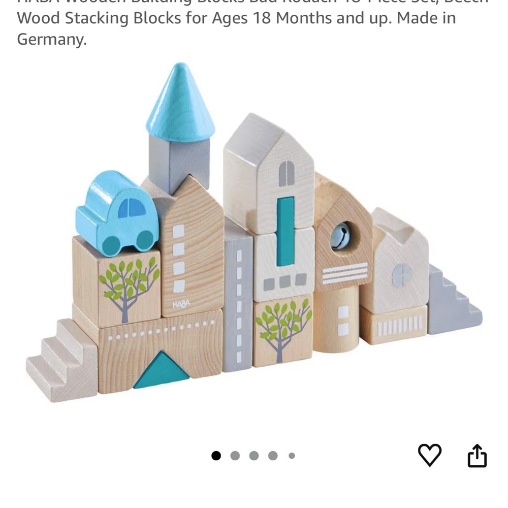 HABA Wooden Building Blocks Set - Blue, Gray, and Natural